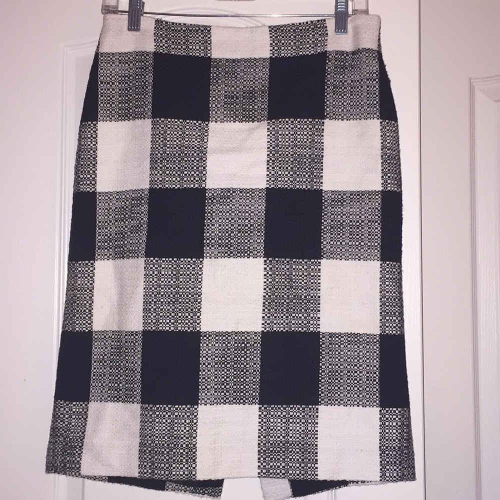 Talbots Black and White Plaid Pencil Skirt
